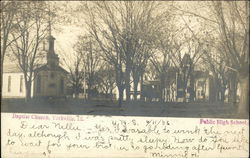 Baptist Church and Public High School Postcard