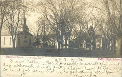 Baptist Church and Public High School Yorkville, IL Postcard Postcard