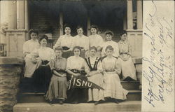 Photograph of a group of women at Illinois State Normal University in the early 20th century Postcard