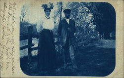 Outdoor photo of a couple in 1908 Postcard Postcard