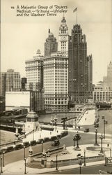 Medinah, Tribune, Wrigley Towers and Wacker Drive Chicago, IL Postcard Postcard