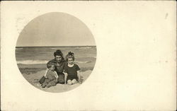 Family on Beach Ionia, MI Postcard Postcard