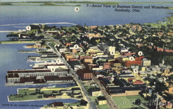 Aerial View Of Business District And Waterfront Sandusky Ohio
