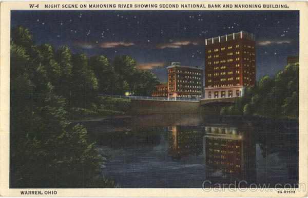 Night Scene On Mahoning River Warren Ohio