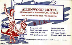 Allenwood Motel Williamsport, PA Postcard Postcard