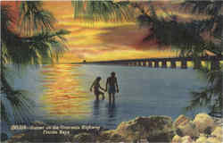 Sunset On The Overseas Highway Florida Keys, FL Postcard Postcard