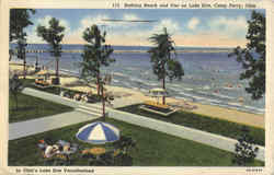 Bathing Beach And Pier On Lake Erie Postcard