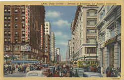 Daily Crowds, Seventh At Broadway Los Angeles, CA Postcard Postcard