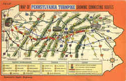 Map Of Pennsylvania Turnpike Showing Connecting Routes Postcard