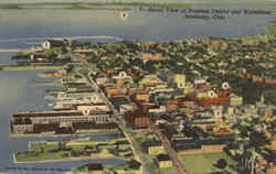 Aerial View Of Business District And Waterfront Postcard
