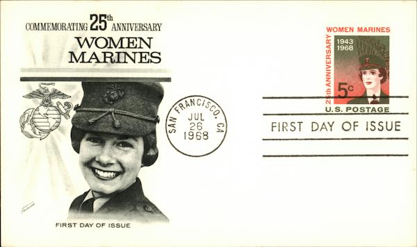 Women Marines - 25th Anniversary 1943-1968 First Day Issue Cards