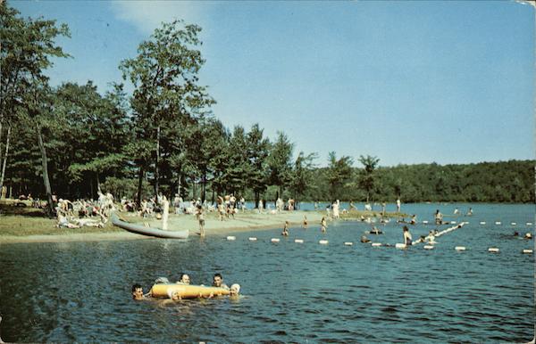 Swimming at Promised Land Lake Greentown, PA Postcard