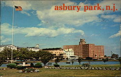 Sunset Lake and Hotels Asbury Park, NJ Postcard Postcard