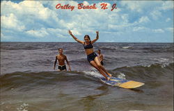 Surfing at Ortley Beach Toms River, NJ Postcard Postcard