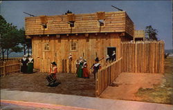 Reproduction of the Pilgrim First Fort and Meeting House Postcard