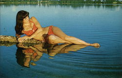 Cooling Off Swimsuits & Pinup Postcard 