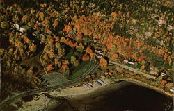 Aerial View of Village Green and Fall Color Seal Harbor, ME Postcard Postcard
