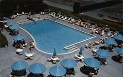 Lake Placid Club - Outdoor Pool and Tennis Courts New York Postcard 