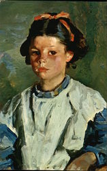 "The Pink Ribbon" - Robert Henri Postcard