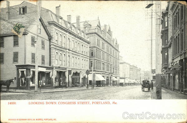 Looking Down Congress Street Portland Maine