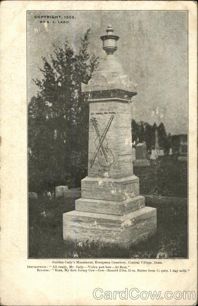 Gurdon Cady's Monument, Evergreen Cemetary, Central Village Putnam Connecticut