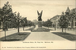 Confederate Statue, Mt. Royal Ave. Postcard