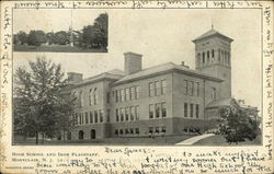 High School and Iron Flagstaff Postcard