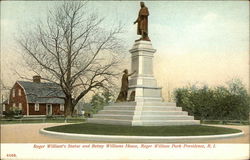 Roger William's Statue and Betsey Williams House, Roger Williams Park Postcard