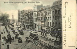 Main Street, Opposite City Hall Worcester, MA Postcard Postcard Postcard
