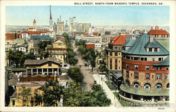 Bull Street, North from Masonic Temple Savannah Georgia