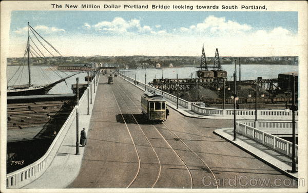 The New Million Dollar Portland Bridge Looking Towards South Portland Maine