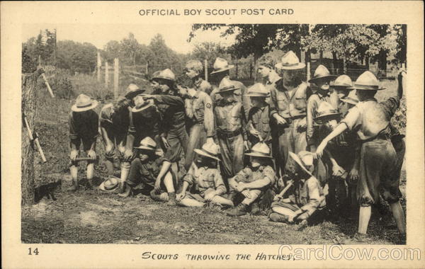 Scouts Throwing The Hatchet Boy Scouts