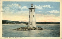 Loon Island Light, Lake Sunapee, N.H. Postcard