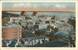 Bird's Eye View of Town and Harbor Postcard