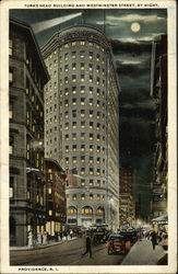 Turks Head Building and Westminster Street by Night Postcard