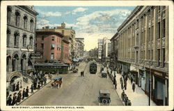 Main Street, Looking South Springfield, MA Postcard Postcard 