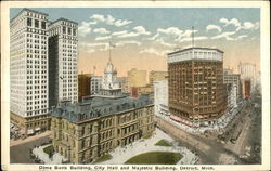 Dime Bank Building City Hall and Majestic Building Postcard