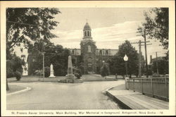 St. Francis Xavier University, Main Building, War Memorial in Foregoround Postcard