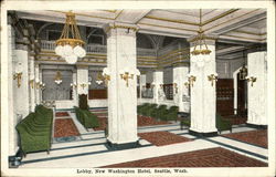 Lobby, New Washington Hotel Postcard