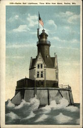 Racine Reef Lighthouse, Three Miles from Shore Wisconsin Postcard Postcard Postcard