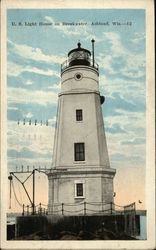 U. S. Light House on Breakwater Postcard