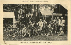 Boy Scouts - Making Kites in Camp Postcard
