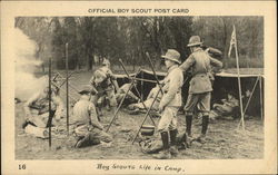 Boy Scouts life in camp Postcard