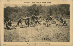 Boy Scouts Making Camp Postcard