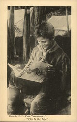 Boy Scout Reading "Boy's Life" Postcard