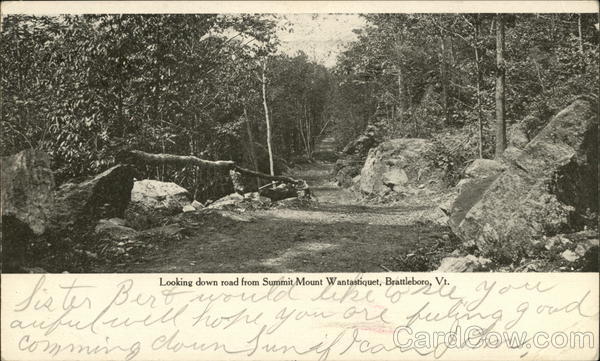 Loking down road from Summit Mount Wantastiquet Brattleboro Vermont