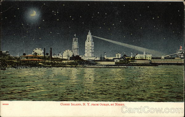 Coney Island, N. Y. from Ocean at Night New York