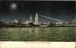Coney Island, N. Y. from Ocean at Night Postcard
