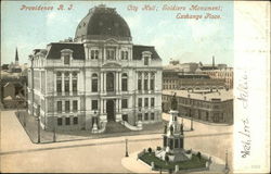 City Hall; Soldiers Monument; Exchange Place Postcard
