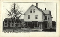 Post Office and Old Stone Building Postcard